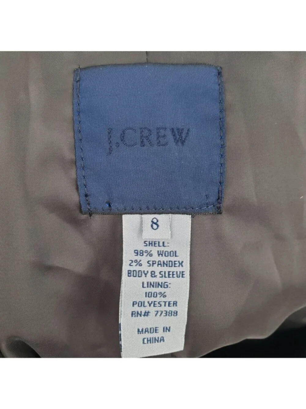 J.Crew 2 Button Wool Blend Blazer Jacket Women Size 8 Long Sleeve V Neck